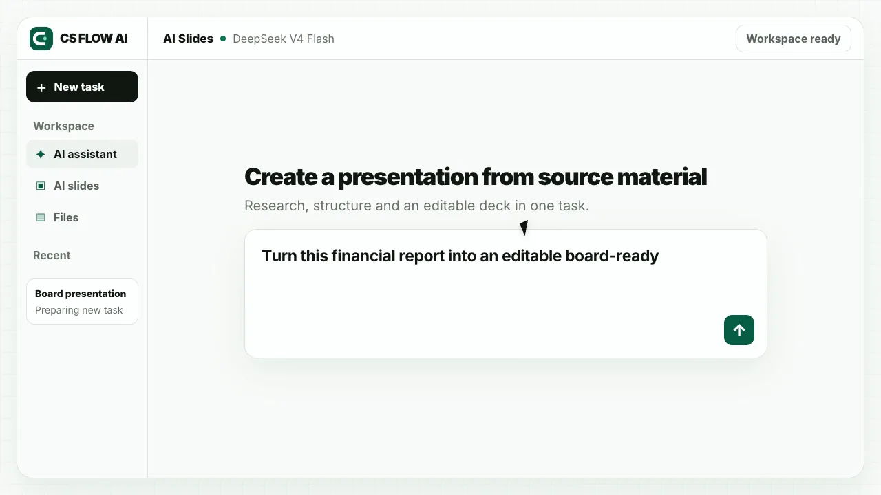 Watch a financial report become an editable slide deck